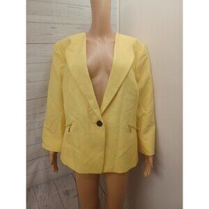 Kasper Womens Yellow White Blazer Jacket Sz 20W Textured